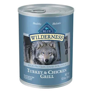 Blue Buffalo Wilderness High Protein, Natural Adult Wet Dog Food, Turkey & Chicken Grill 12.5-oz, Case of 12