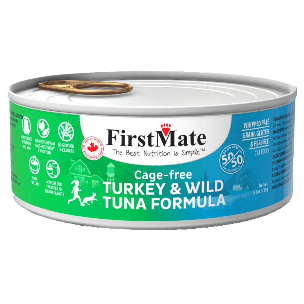 First Mate Grain-Free 50/50 Free Run Turkey & Tuna Formula Wet Cat Food 5.5oz