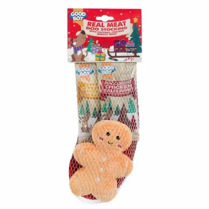 Good Boy Xmas Stocking for Dogs - Meaty Treats & Cute Gingerbread Man Toy