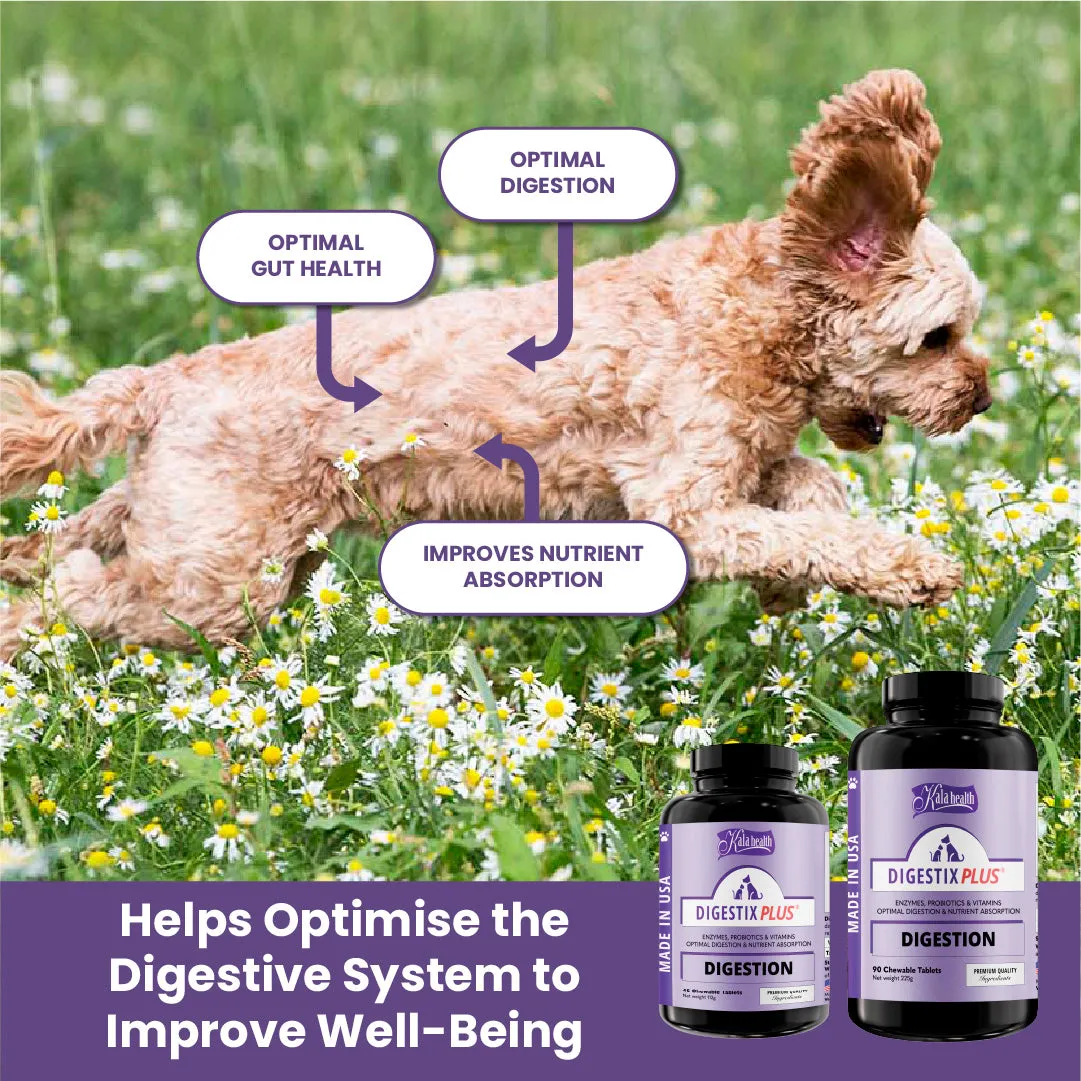 Kala Health DIGESTIX PLUS® (Digestion) Optimal DIgestion & Nutrient Absorption Supplements for Dogs and Cats