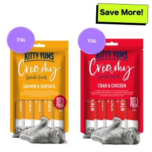 Kitty Yums Salmon & Skipjack and Crab & Chicken Creamy Cat Treats Combo