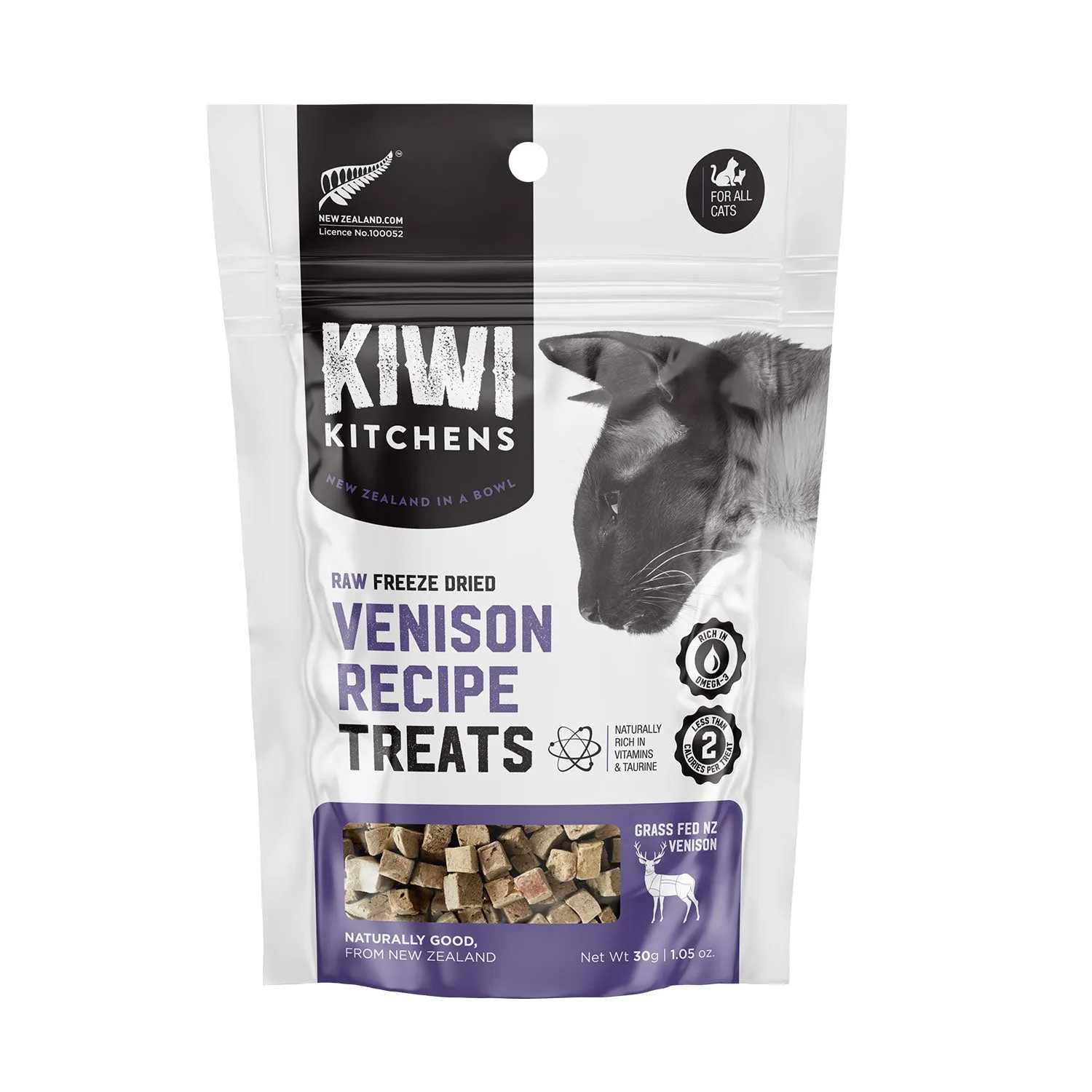 Kiwi Kitchens Raw Freeze Dried Venison Recipe Cat Treats 30g