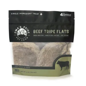 Oma's Pride Beef Tripe Flats, Dog & Cat Treats, 4-oz Bag