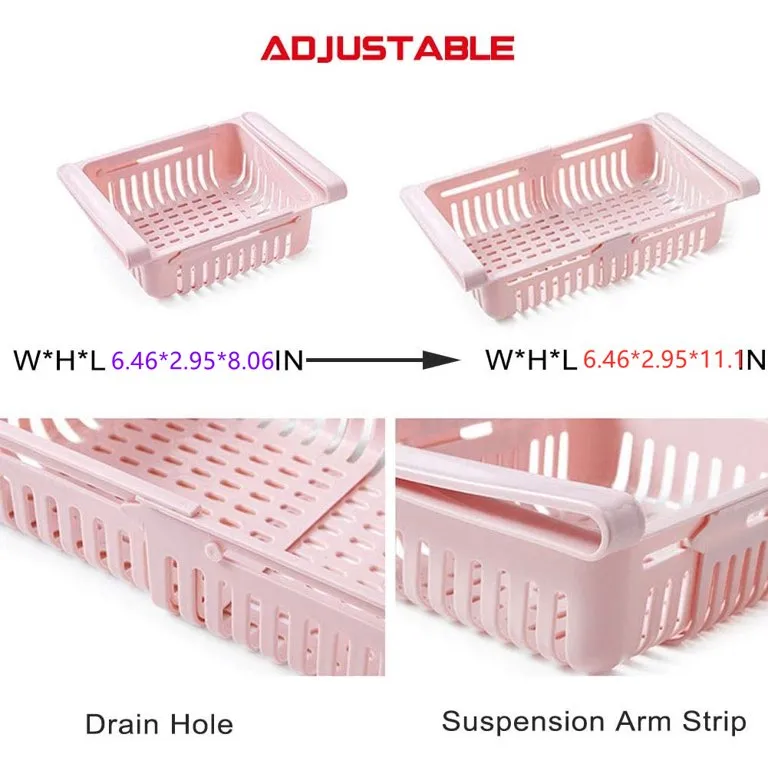 Plastic Retractable Refrigerator Shelf Basket Small