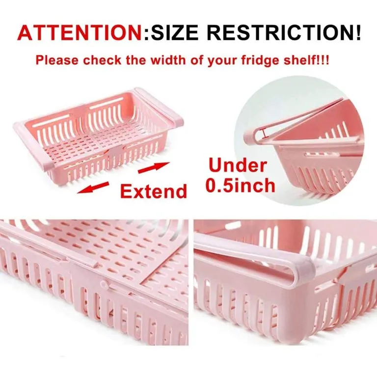 Plastic Retractable Refrigerator Shelf Basket Small