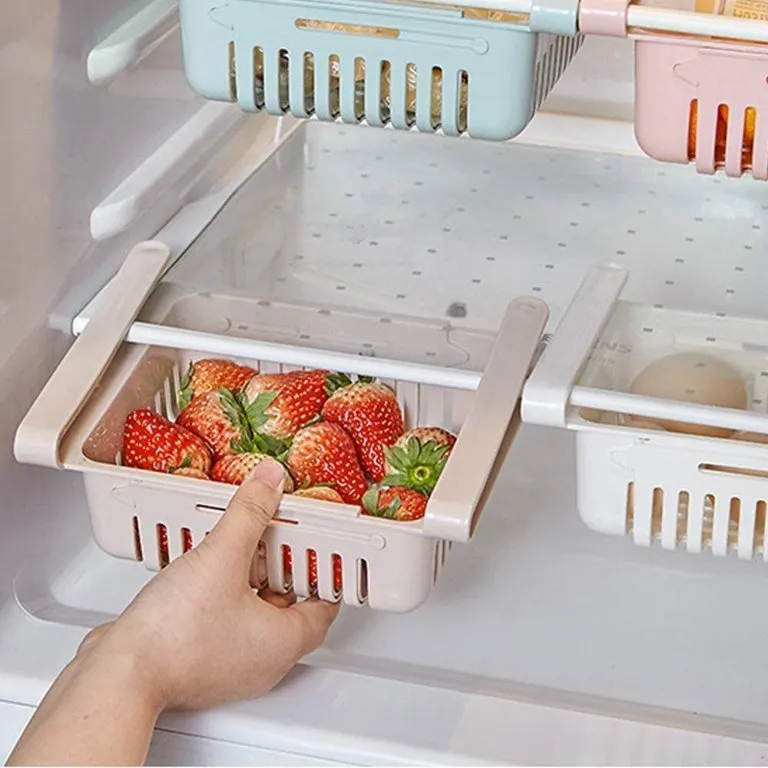 Plastic Retractable Refrigerator Shelf Basket Small