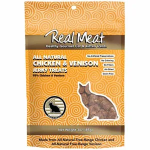 Real Meat Chicken & Venison All Natural Jerky Treats For Cats & Kittens 3oz