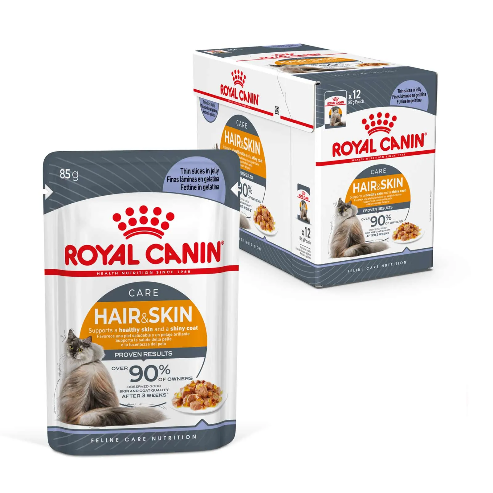 Royal Canin Cat Hair and Skin Care Jelly Adult Wet Food Pouches 85g x 12