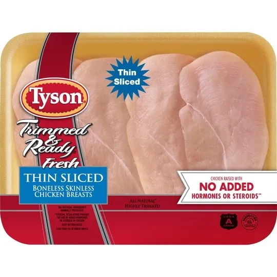 Tyson Trimmed & Ready All Natural, Fresh, Thin Sliced Boneless Skinless Chicken Breasts, 1.0 - 2.0 lb Tray, 1.0 - 2.0 lb Tray