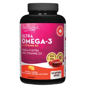 Ultra Omega-3 with Vitamin D3, Natural Lemon Flavour, Sea-licious Softgels