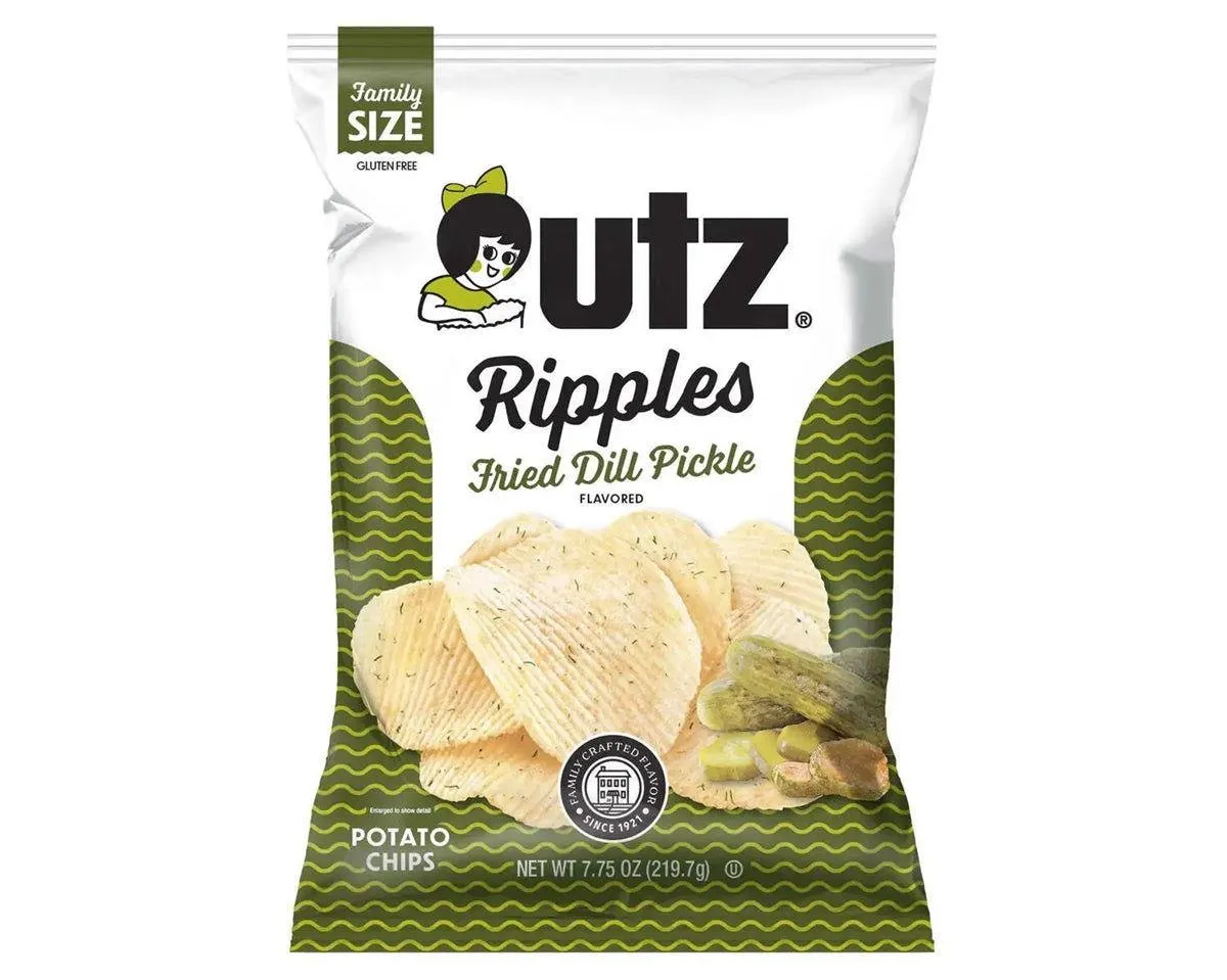 Utz Ripples Fried Dill Pickle Potato Chips 7.75 oz. Bags