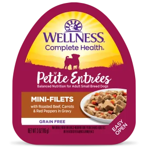 Wellness® Petite Entrées Mini-Filets with Roasted Beef, Carrots & Red Peppers in Gravy, Wet Dog Food, 3-oz Case of 12